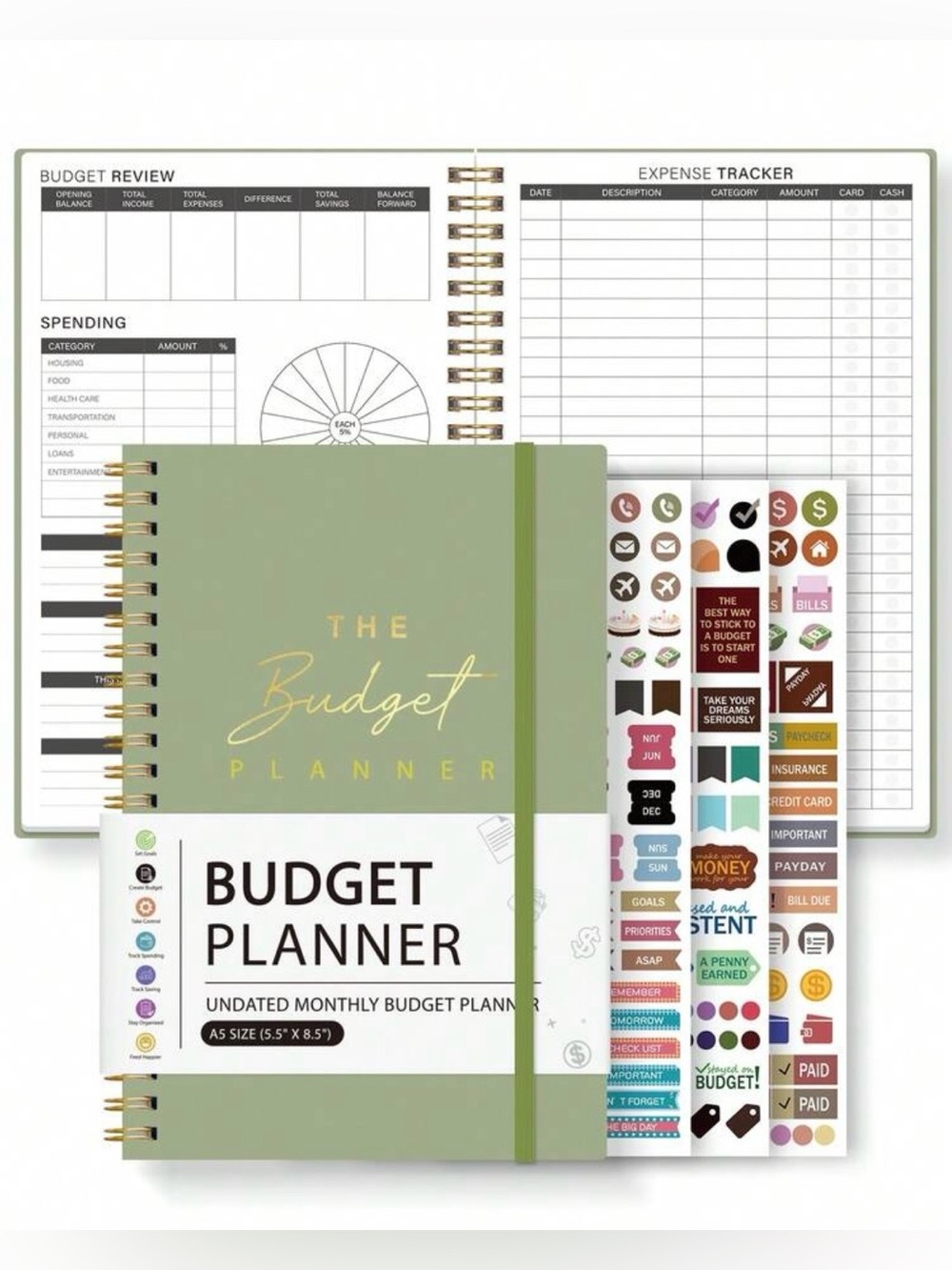 A5 Monthly Budget Planner Notebook | 14-Month Financial Budget Ledger | Mint